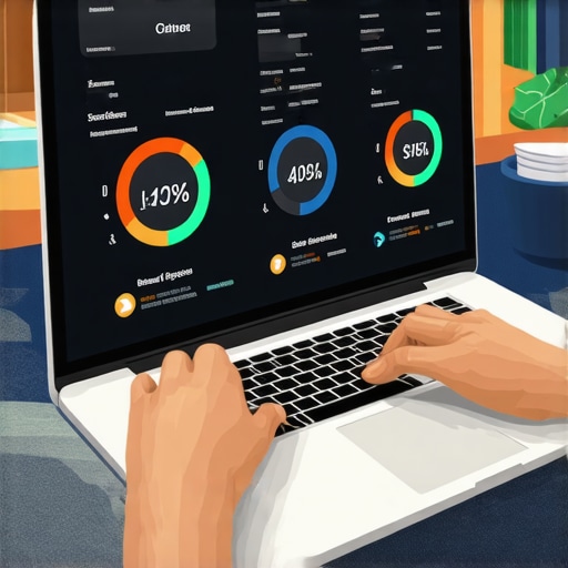 Digital Financial Dashboard for Credit Management Person monitoring credit scores and debt progress on a laptop