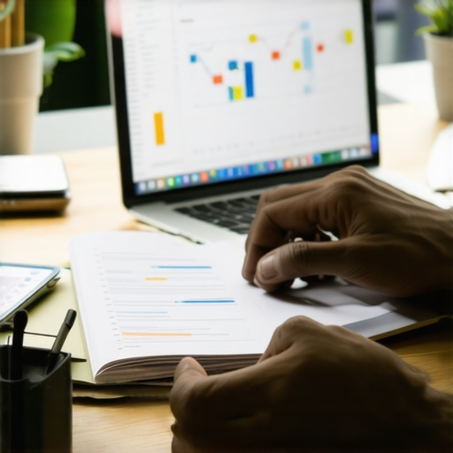 Digital credit management setup Person organizing finances using online tools and credit reports