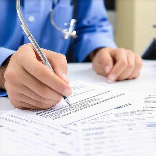 Person reviewing medical bills and speaking with healthcare provider to dispute errors