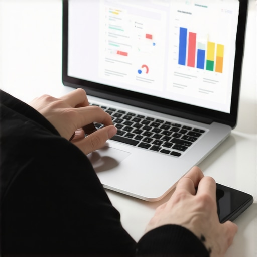 Effective Credit Management Tools in Action Person analyzing credit scores using online financial tools on laptop and phone