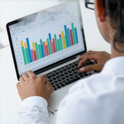 A person analyzing credit reports and financial data on a laptop