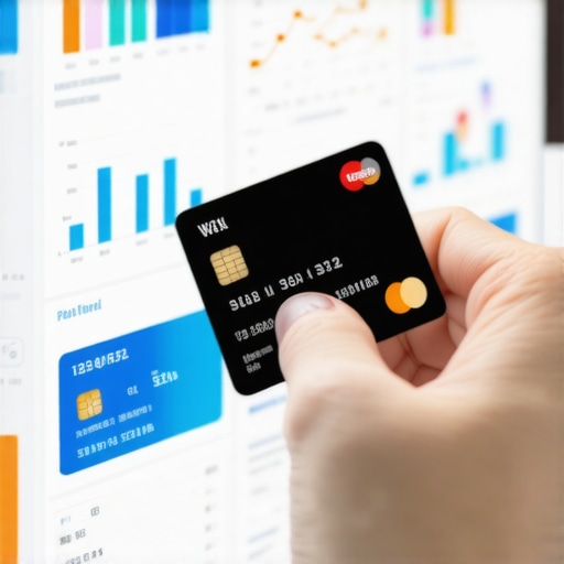 Person reviewing digital credit report and balances for financial health