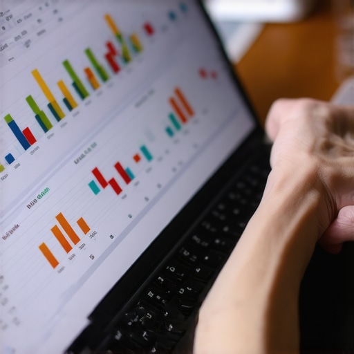 Person analyzing credit report data on a laptop for ongoing credit management.