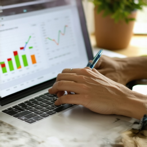 Person analyzing credit report through online tools on a laptop.