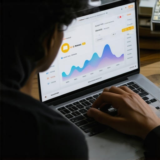 Person managing finances on laptop with credit monitoring dashboards