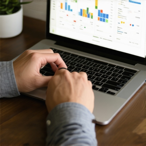 Person analyzing debt repayment progress on a laptop with graphs and charts.