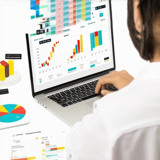 Person reviewing credit report using a laptop with financial dashboards