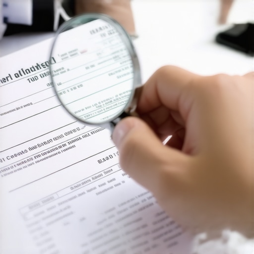 Person examining credit report for suspicious entries.
