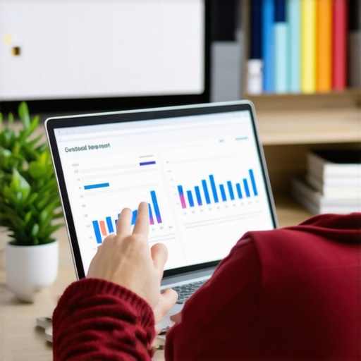 Individual analyzing credit report using a computer for ongoing credit management.
