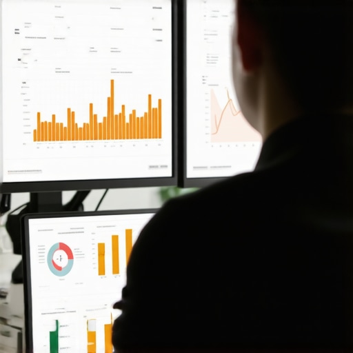 Individual analyzing credit reports and financial data on multiple screens for credit management