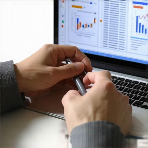 Person analyzing credit reports using a laptop and financial apps.