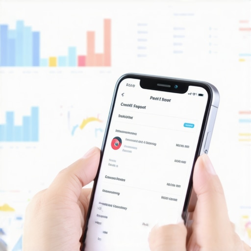 Person reviewing credit report on smartphone with financial data visualization