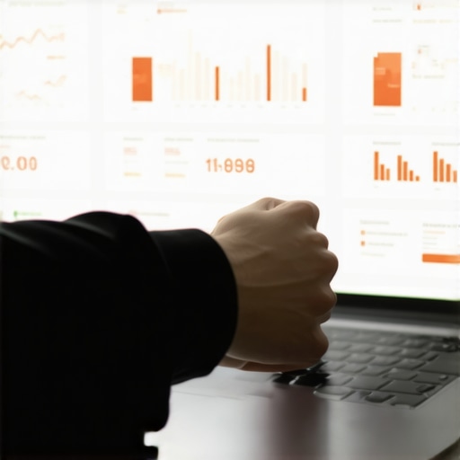 Person analyzing credit report data on a digital dashboard.