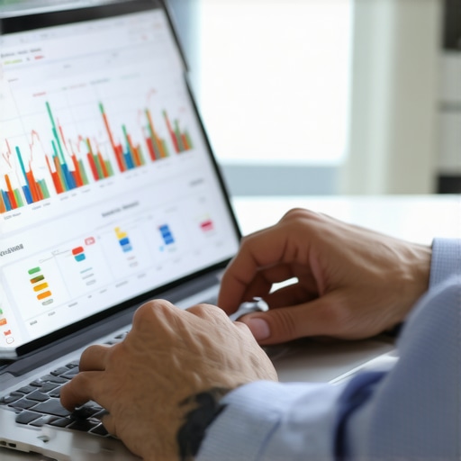 Individual reviewing credit scores on a laptop to track long-term credit health