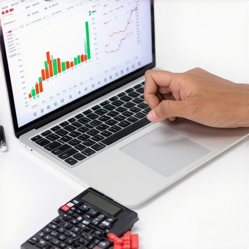 Individual analyzing credit profile on laptop with financial data