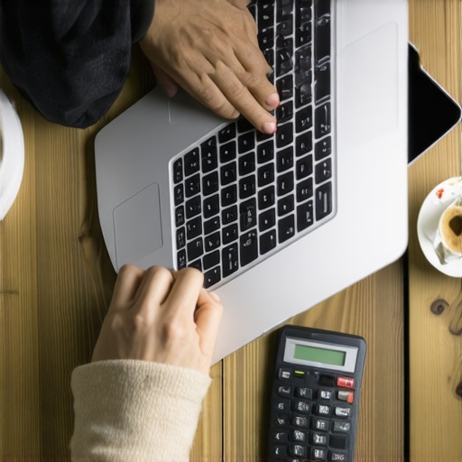 Individual checking credit card activity on laptop at home
