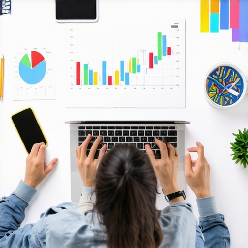 Person analyzing credit report and financial data on laptop