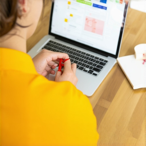 Individual analyzing credit score on computer