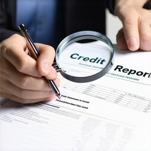 Person examining credit report closely with magnifying glass