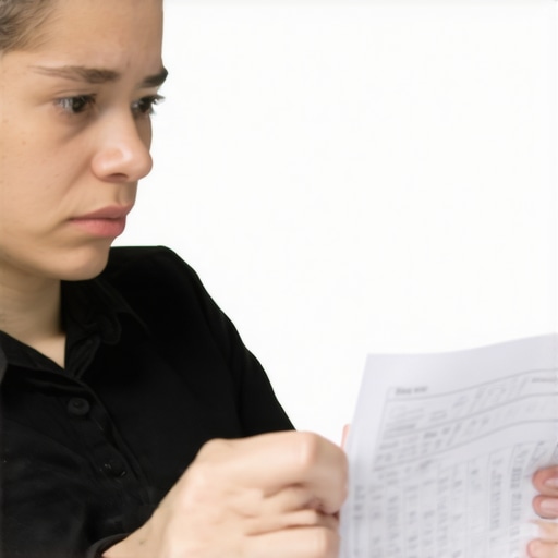 Person analyzing credit report documents to identify errors or suspicious accounts.