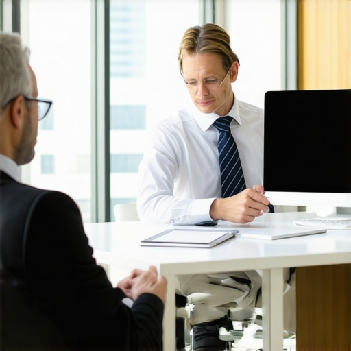 A person sitting with a financial advisor analyzing credit reports and financial documents.