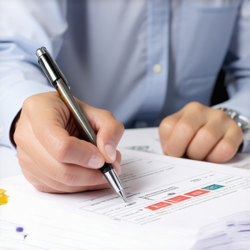 Person analyzing credit reports with a pen and notes