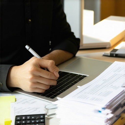 Person reviewing and organizing debt repayment plan with financial documents and laptop