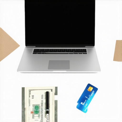 A student reviewing scholarship forms and managing a budget on a laptop.