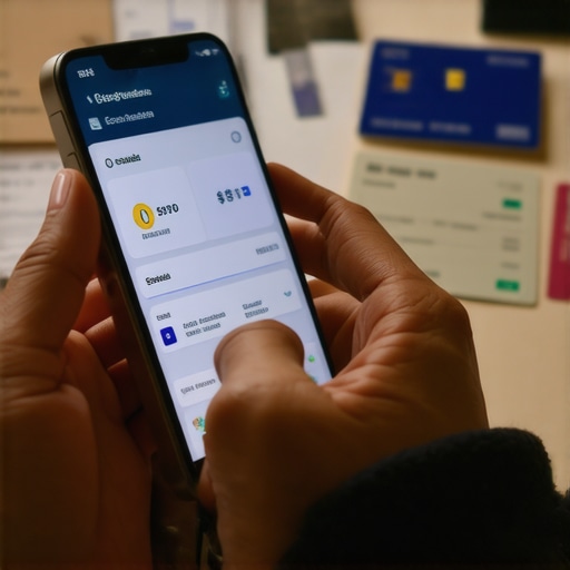 Person managing finances with a mobile app and credit reports