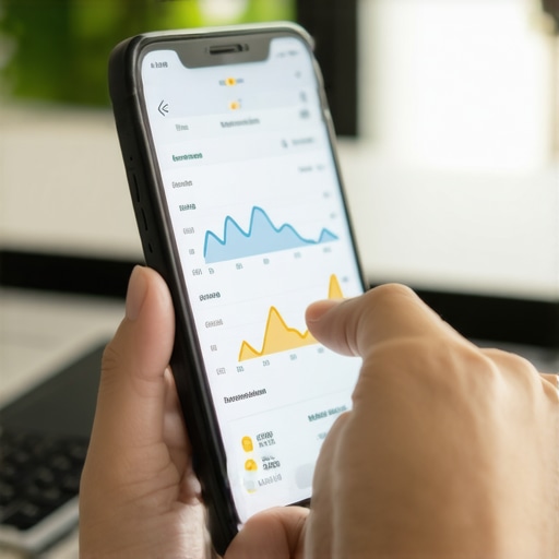 Using Credit Monitoring Apps to Maintain Credit Health Person managing credit accounts on a smartphone with visible graphs and scores.
