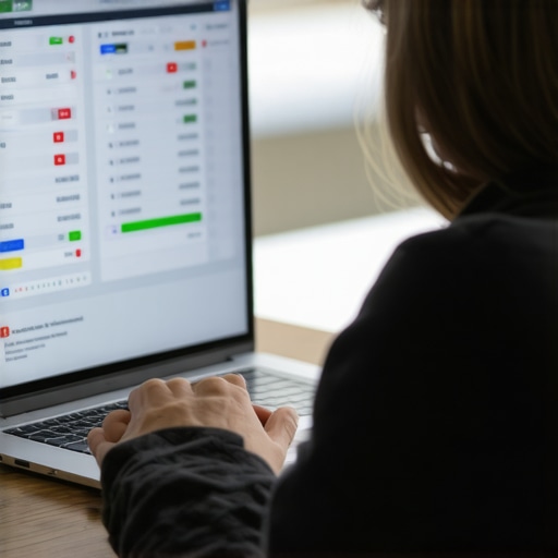 Individual managing personal credit on laptop with financial reports