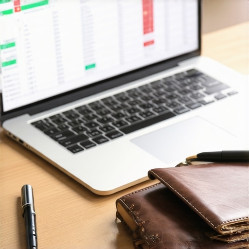 Close up of a financial tracking spreadsheet and planner for credit management.