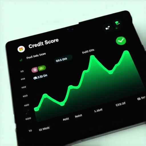 Digital dashboard showing credit score growth and financial maintenance tools