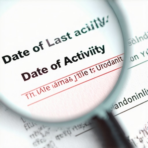 A magnifying glass highlighting the date of last activity on a credit report to show hidden debt traps.