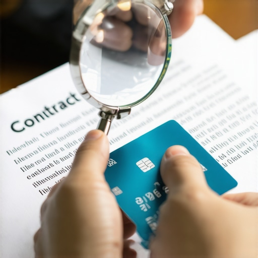 A person examining a credit contract with a magnifying glass to avoid common debt traps.