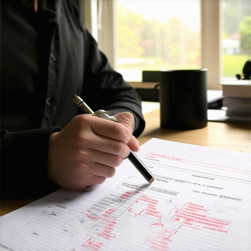 A consumer using a magnifying glass to find errors on a credit report for repair purposes.