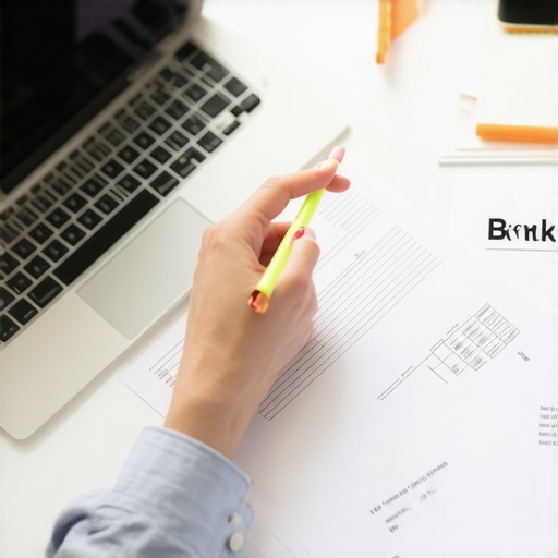 A person cross-referencing their bank statements with a credit report to identify financial errors.