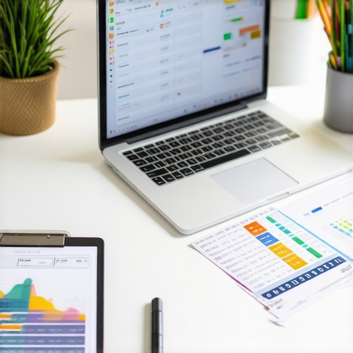 A modern workspace showing automated credit monitoring tools and financial planning calendars