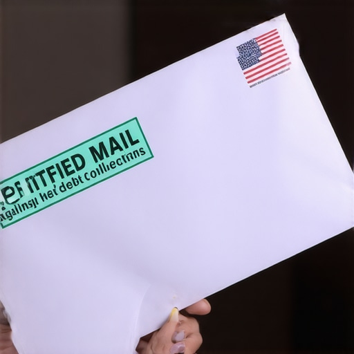 Consumer Sending Certified Mail for Debt Validation A hand holding a certified mail envelope with a green tracking receipt to dispute a debt.