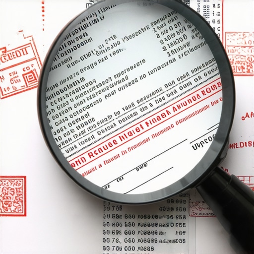 Magnifying glass examining a credit report for errors