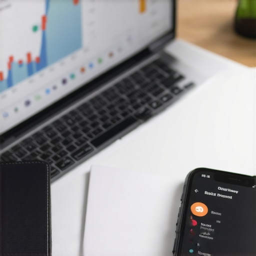 A desk with financial tools and digital credit monitoring software