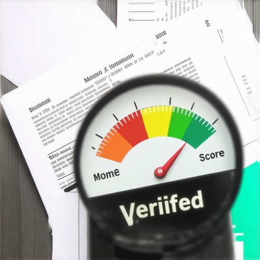 High credit score on a digital gauge with verification tools.