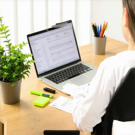 Focusing on Debt Management Strategies A person organizing bank statements and using a laptop for debt management planning.