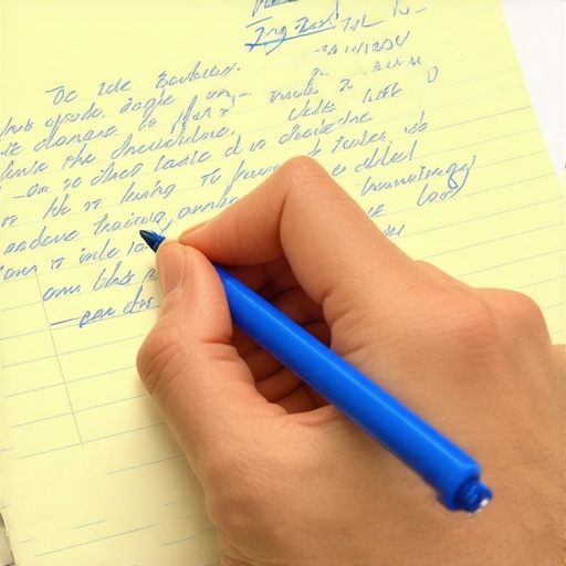 Handwriting a Credit Dispute Letter A person writing a handwritten credit dispute on yellow legal paper to bypass automated scanners.