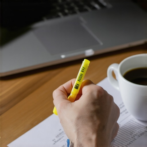 An individual manually auditing their credit report with a highlighter to identify outdated employment information.
