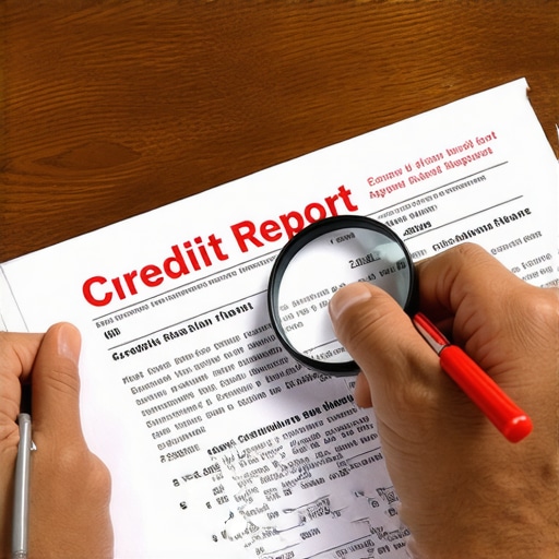 A person using a magnifying glass to find mistakes on a credit report for credit repair.