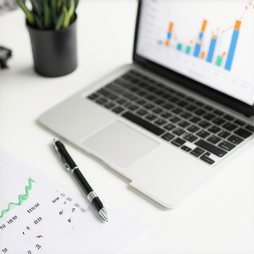 Maintaining Financial Health Through Organization Personal financial organization setup with physical ledger and laptop graph