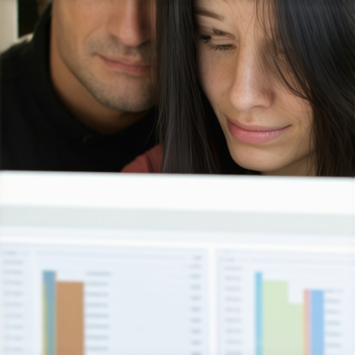 Parent and adult child reviewing loan details on a computer screen.