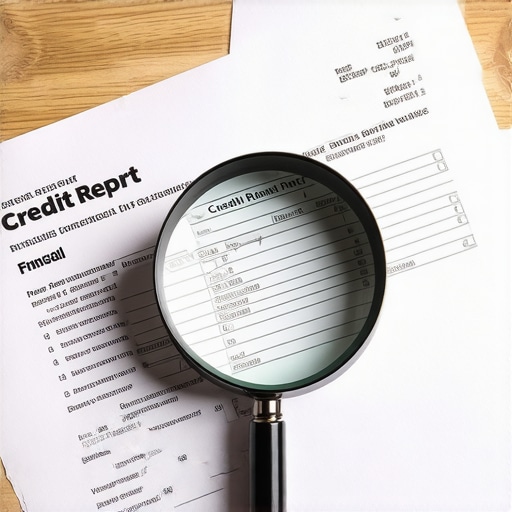 Manual Credit Report Review for Errors A magnifying glass focusing on line items of a credit report to represent manual verification techniques.