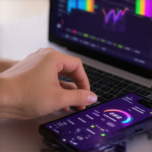 Person using digital tools and smartphone apps to monitor and maintain their credit score.